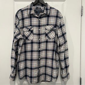 American Rag Men’s Button Down Flannel Shirt Plaid Gray/Blue/Black Size XL